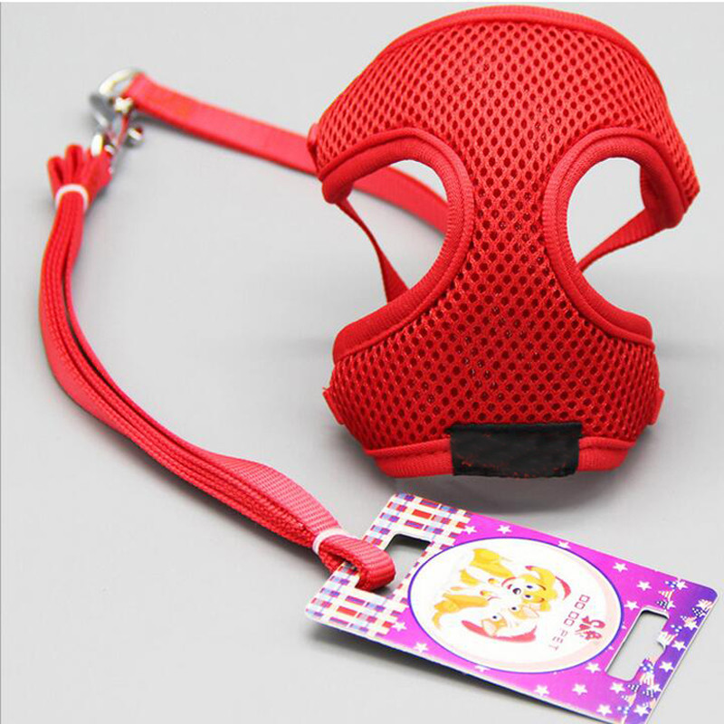 Ham din nailon moale pentru cățeluș și câine. Harnaș de aer confortabil pentru animale de companie mici și șnur Set de lese, ham pentru plimbare în aer liber, vestă 20E