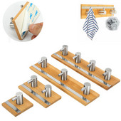 Bambusz fali kampó rozsdamentes acél akasztó törölközőtartóhoz Ruhaakasztó Kulcstartó Ajtó fali akasztó kampó Konyha Fürdőszoba