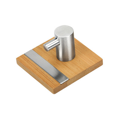 Bambusz fali kampó rozsdamentes acél akasztó törölközőtartóhoz Ruhaakasztó Kulcstartó Ajtó fali akasztó kampó Konyha Fürdőszoba