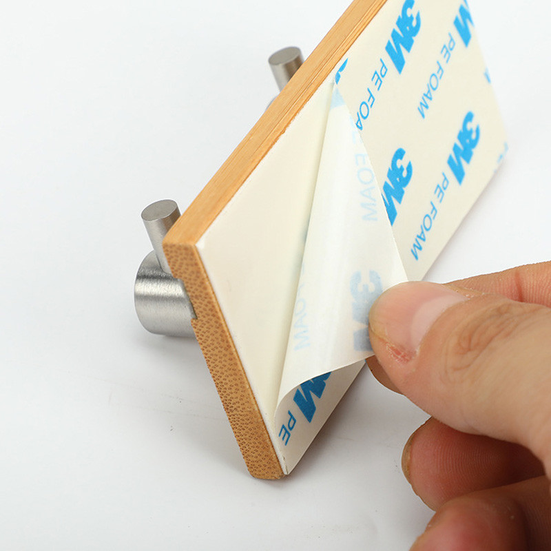 Bambusz fali kampó rozsdamentes acél akasztó törölközőtartóhoz Ruhaakasztó Kulcstartó Ajtó fali akasztó kampó Konyha Fürdőszoba