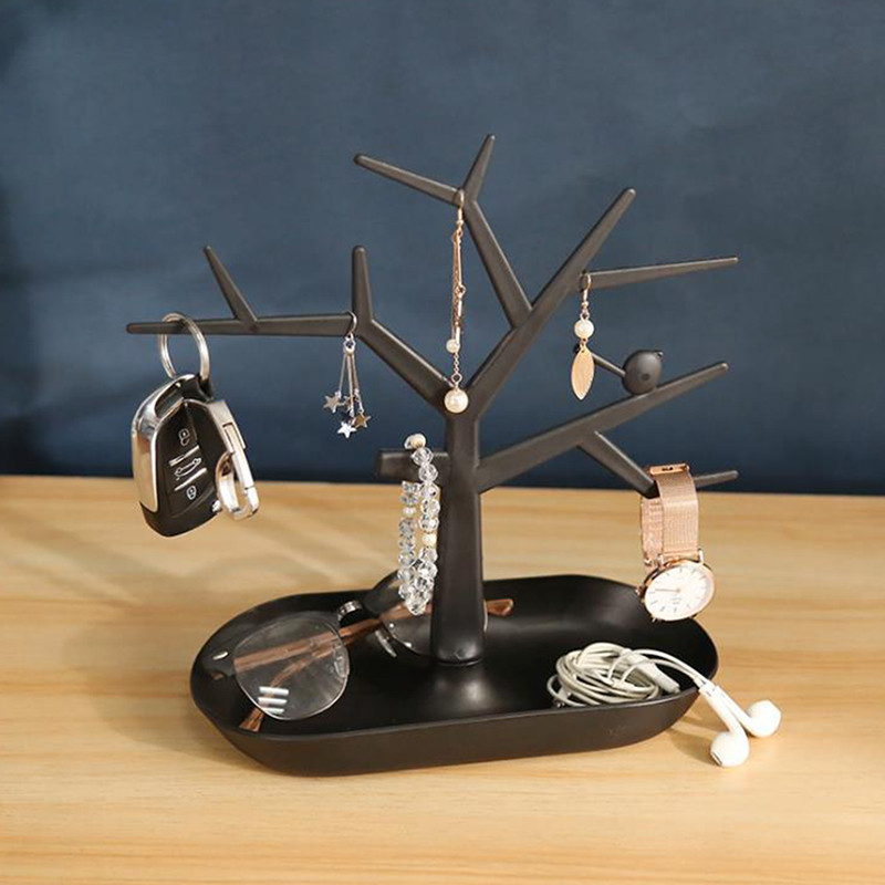 Bird Deer Többcélú ékszerállvány Különféle áruk Szervező Fülbevaló Nyaklánc Kulcstartó Tároló Szarvas fejtartó Otthoni dekoráció