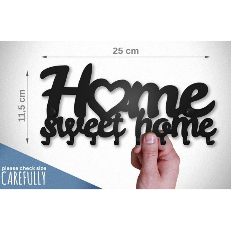 Radošs metāla atslēgu plaukts sienas dekoratīvai mājai melna metāla atslēgu cepuru pakaramais ar āķiem durvju gaiteņa priekšējai ieejai