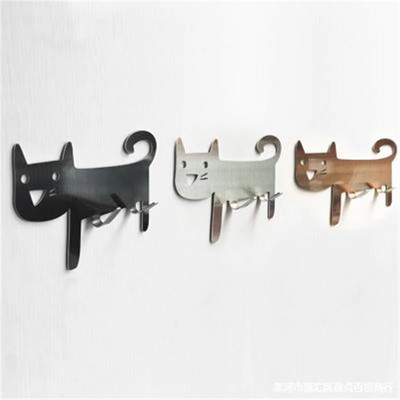 Cârlig metalic Umeraș pentru chei Pisică decorativă în formă de coadă Suport pentru ușă de perete de bucătărie Suport de depozitare pentru haine Cârlig montat pe perete fără sudură
