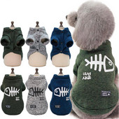 Mājdzīvnieks Suns Kaķis Zivju kauli Kapuči Apģērbi Ziemas Brīvais laiks Kokvilnas Puloveri Kostīmi Kucēns Divkājains Džemperis Jaka maziem Suņiem Kaķiem