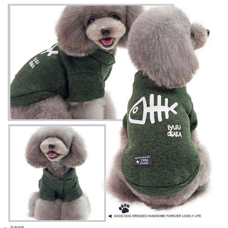 Mājdzīvnieks Suns Kaķis Zivju kauli Kapuči Apģērbi Ziemas Brīvais laiks Kokvilnas Puloveri Kostīmi Kucēns Divkājains Džemperis Jaka maziem Suņiem Kaķiem