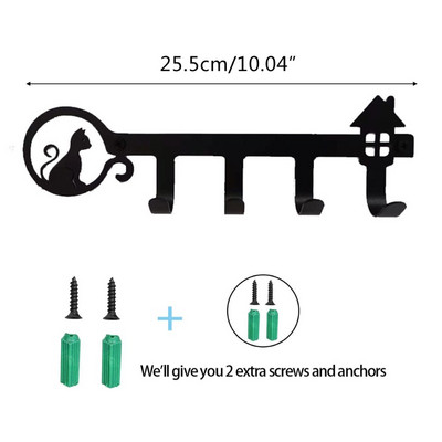 Nástenný držiak na kľúče, 4 háčiky, závesný vešiak s roztomilou mačkou, dekoratívny so skrutkami a kotvami na kabáty a oblečenie, S27 21, dropshipping