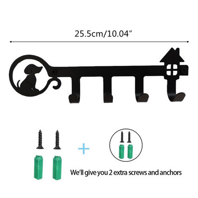 Nástenný držiak na kľúče, 4 háčiky, závesný vešiak s roztomilou mačkou, dekoratívny so skrutkami a kotvami na kabáty a oblečenie, S27 21, dropshipping