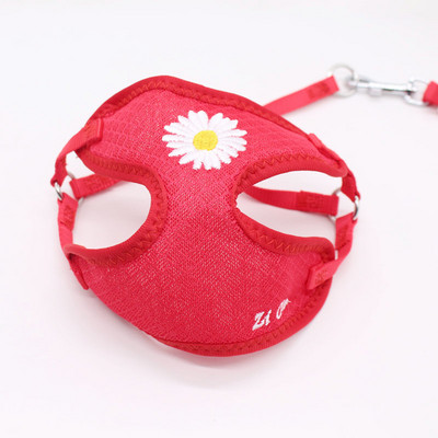 Koreai cukorka színű hímzéses, légáteresztő kis kedvenc kutya hám és póráz készlet puha nylon kiskutya sétáló mellény Chihuahua Yorkie számára