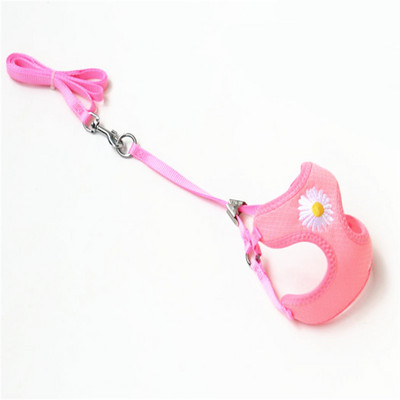 Koreai cukorka színű hímzéses, légáteresztő kis kedvenc kutya hám és póráz készlet puha nylon kiskutya sétáló mellény Chihuahua Yorkie számára