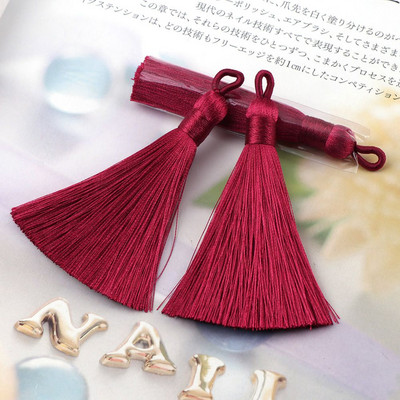 5db/tétel 8cm hosszú Lyukas keverék pamut selyem bojtkefe fülbevaló medálhoz medál szatén bojt barkács ékszerek készítése