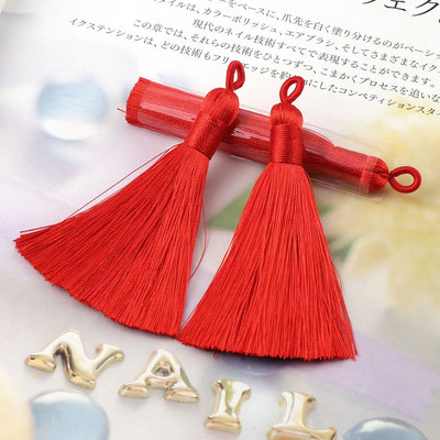 5db/tétel 8cm hosszú Lyukas keverék pamut selyem bojtkefe fülbevaló medálhoz medál szatén bojt barkács ékszerek készítése