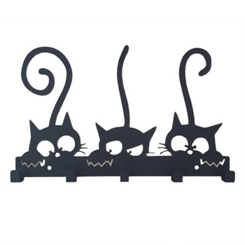 Μπρελόκ Συμφωνικής Ορχήστρας Μαύρη γάτα Κρεμαστό μεταλλικό γάντζο Δημιουργική διακόσμηση τοίχου ντουλαπιού πόρτας