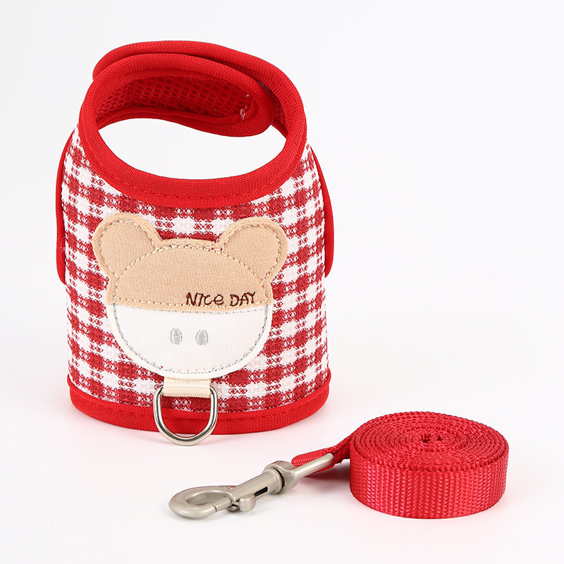 Μικρό σετ λουριών και λουριών για σκύλους Ζελέ γιλέκο για κατοικίδιο ζώο για γλυκιά αρκούδα με δικτυωτό μολύβι για κατοικίδιο για κουτάβι Chihuahua Yorkie