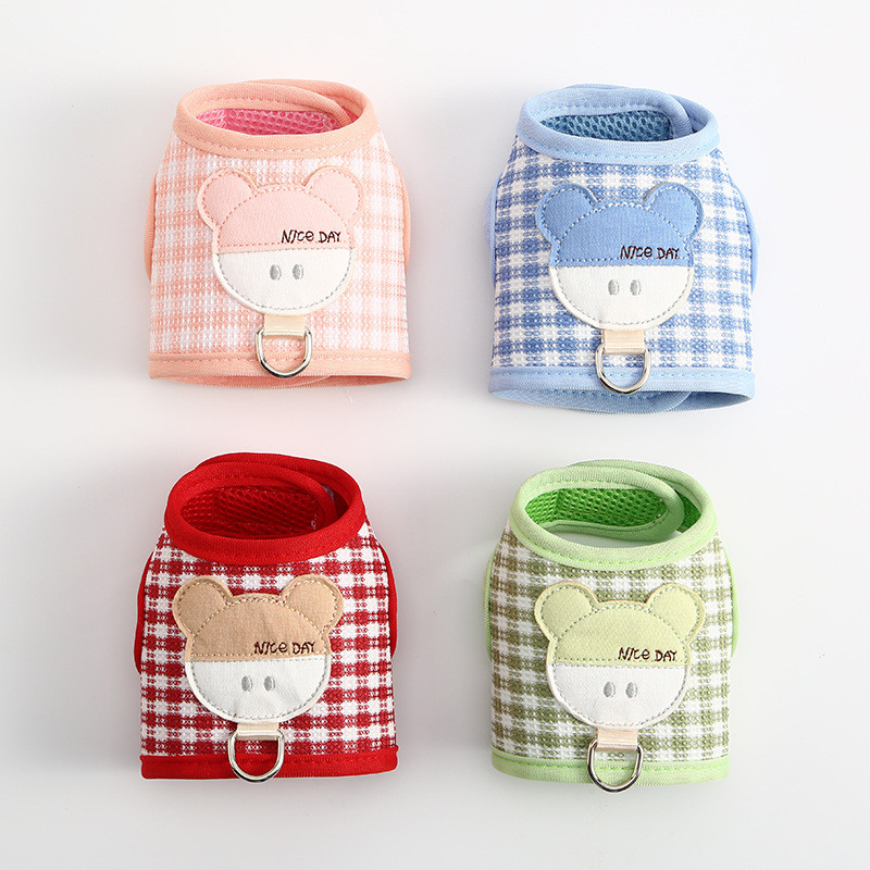 Μικρό σετ λουριών και λουριών για σκύλους Ζελέ γιλέκο για κατοικίδιο ζώο για γλυκιά αρκούδα με δικτυωτό μολύβι για κατοικίδιο για κουτάβι Chihuahua Yorkie