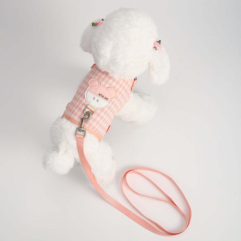 Μικρό σετ λουριών και λουριών για σκύλους Ζελέ γιλέκο για κατοικίδιο ζώο για γλυκιά αρκούδα με δικτυωτό μολύβι για κατοικίδιο για κουτάβι Chihuahua Yorkie