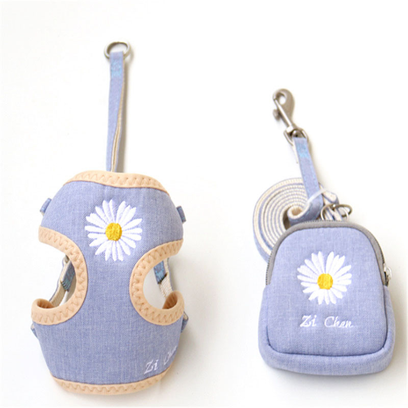 Λουρί γιλέκου με λουρί για λουρί για σκύλους κατοικίδιων ζώων με ρυθμιζόμενη τσάντα σνακ σετ λουριών λουριών λουριών για σκύλους για μικρά σκυλιά Chihuahua Daisy Vest 10A