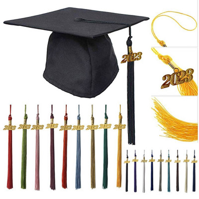 3pcs 2023 Graduation Cap Tassel Adult Bachelor Graduation Caps Tassels for University Bachelors Master Doctor Academic Hat