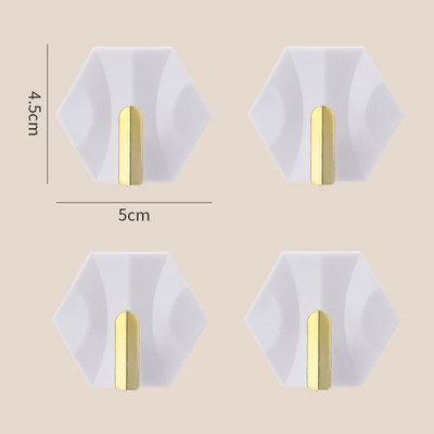 4db Kis Otthoni Fürdőszoba Konyhai Ragasztó Fali Akasztó Könnyű Luxus Geometrikus Rombusz Kulcstáska Akasztó Nincs Lyukasztás Nyom nélkül