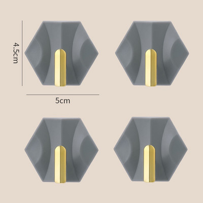 4db Kis Otthoni Fürdőszoba Konyhai Ragasztó Fali Akasztó Könnyű Luxus Geometrikus Rombusz Kulcstáska Akasztó Nincs Lyukasztás Nyom nélkül