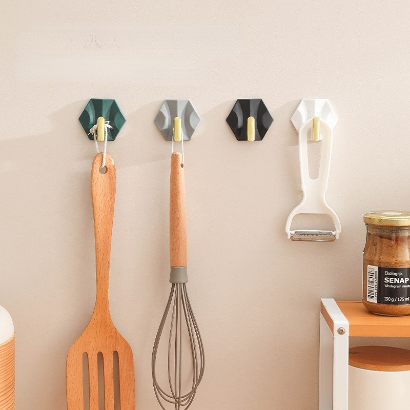 4db Kis Otthoni Fürdőszoba Konyhai Ragasztó Fali Akasztó Könnyű Luxus Geometrikus Rombusz Kulcstáska Akasztó Nincs Lyukasztás Nyom nélkül