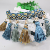 1 jards (91 CM) Zelta bārkstis Apdare 7 CM Luksusa izšūšana Pušķis Mežģīņu lente Šūšana Apģērba apavi Soma Pušķi lampu aizkariem