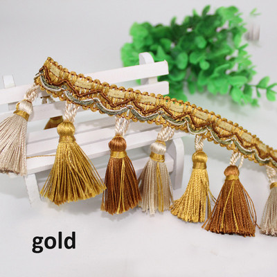 1 jards (91 CM) Zelta bārkstis Apdare 7 CM Luksusa izšūšana Pušķis Mežģīņu lente Šūšana Apģērba apavi Soma Pušķi lampu aizkariem