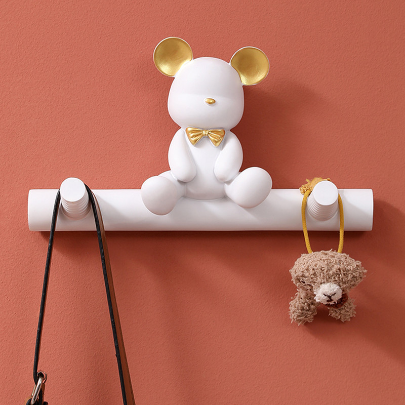 Kreatív medve horog Házvezetőnő a falon Falkabáttartó Kulcstartó Fürdőszoba kiegészítők Kulcstartó Fali kampós ruhaállvány Lakásdekor