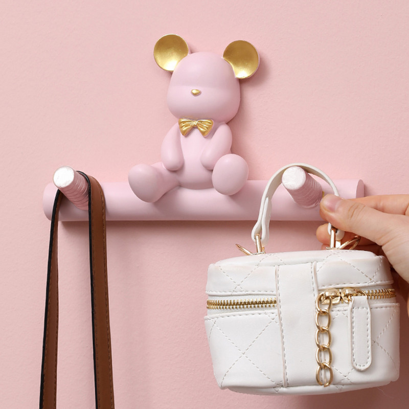 Kreatív medve horog Házvezetőnő a falon Falkabáttartó Kulcstartó Fürdőszoba kiegészítők Kulcstartó Fali kampós ruhaállvány Lakásdekor