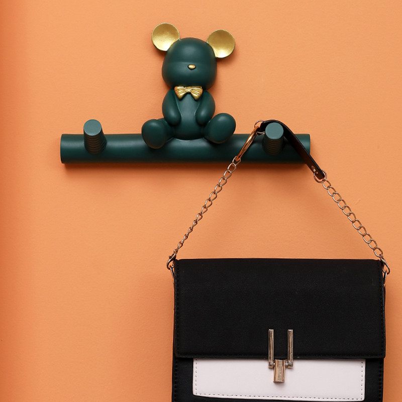 Kreatív medve horog Házvezetőnő a falon Falkabáttartó Kulcstartó Fürdőszoba kiegészítők Kulcstartó Fali kampós ruhaállvány Lakásdekor