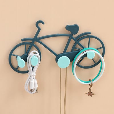 Kūrybiškos dviračio formos sienos dekoro kabliukas be perforavimo raktų krepšio vielos laikiklis Organizatoriaus kabykla Prieškambario priedų laikymo lentyna