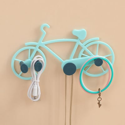 Kūrybiškos dviračio formos sienos dekoro kabliukas be perforavimo raktų krepšio vielos laikiklis Organizatoriaus kabykla Prieškambario priedų laikymo lentyna