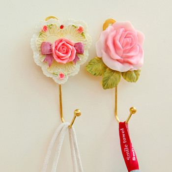 Смола с форма на цвете от роза, лепкава кука, кърпа, държач за ключове, чанта, закачалка, организирана стойка за съхранение, стенен рафт за домашен декор