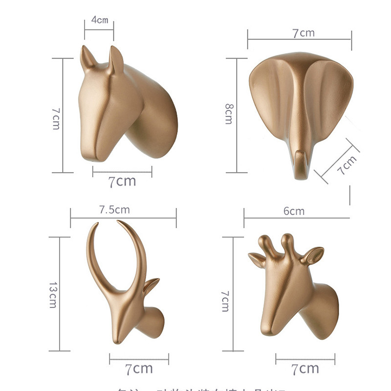1Pc Modern Creative Animal Head Coat āķis Pie sienas stiprināms mājas dekoratīvs atslēgu piekariņš Drēbju pakaramais Dažādi plaukts