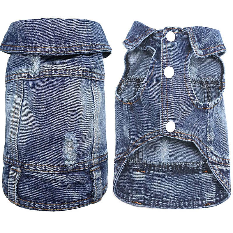 Jachetă de blugi pentru câini pentru câini de talie mică, mijlocie, Yorkie, chihuahua, buldog, beagle, haine pentru animale de companie