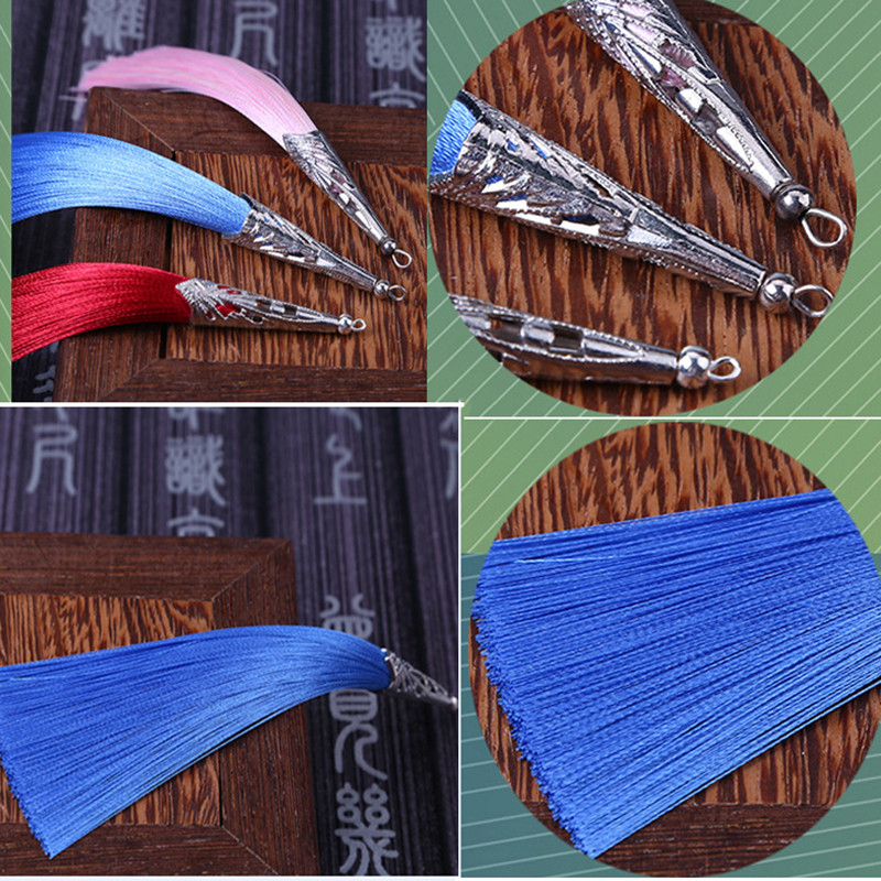 5/10 τμχ Μεταξωτές Φούντες Σκουλαρίκια μενταγιόν Charms Crafts Ασημένια Καπέλα Φούντες Πινέλο για Αξεσουάρ Κατασκευής Κοσμημάτων DIY 14cm 28 χρώματα