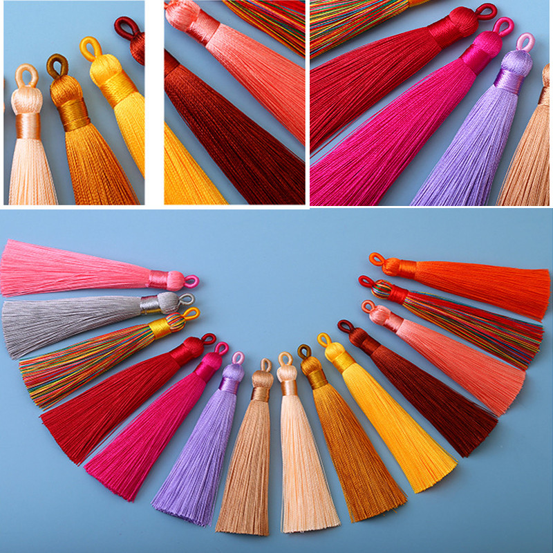 5/10 gab. 8cm mazi zīda pušķi Auskari kulons Piekariņi Amatniecība Sudraba gala vāciņi Pušķi Birstīte DIY rotaslietu izgatavošanai Piederumi