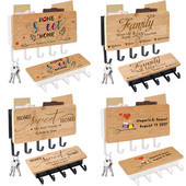 Sieninė raktų kabykla Pasirinktinis tekstas Namų durelės Atgal Raktų kabliukas Medinis laikiklis Juodi/balti Kabliukai Asmenybės Dekoratyviniai papuošalai