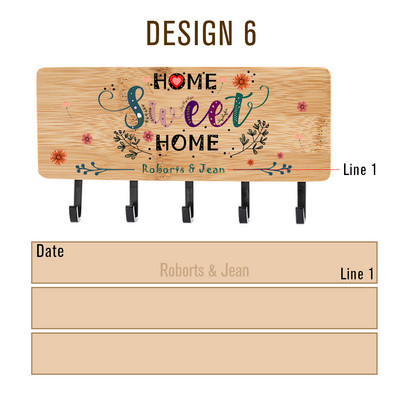 Sieninė raktų kabykla Pasirinktinis tekstas Namų durelės Atgal Raktų kabliukas Medinis laikiklis Juodi/balti Kabliukai Asmenybės Dekoratyviniai papuošalai