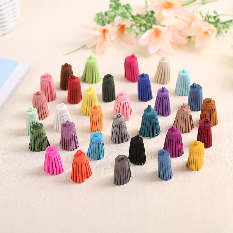 10 ΤΕΜ 3cm Mini Tassels Vintage Leather Suede Tassel Phone Tassels For DIY Craft Jewelry Findings Κρεμαστά σκουλαρίκια Αξεσουάρ