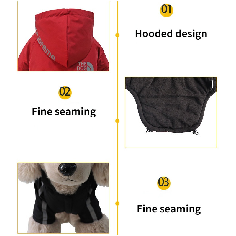 Kaput za pse otporan na vjetar Zimska debela podstavljena jakna Odjeća za male srednje pse Prsluk s kapuljačom za francuskog buldoga Kostim za štene Mops