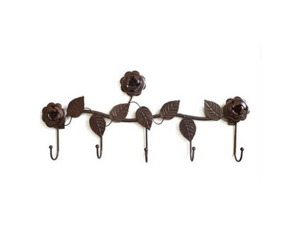 Európai stílusú Iron Rose Design dekoratív fali kampó Falra szerelhető ruhaakasztó Tároló állvány kulcstartó rendszerező lakberendezés