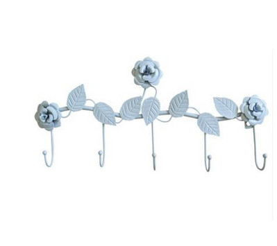 Európai stílusú Iron Rose Design dekoratív fali kampó Falra szerelhető ruhaakasztó Tároló állvány kulcstartó rendszerező lakberendezés