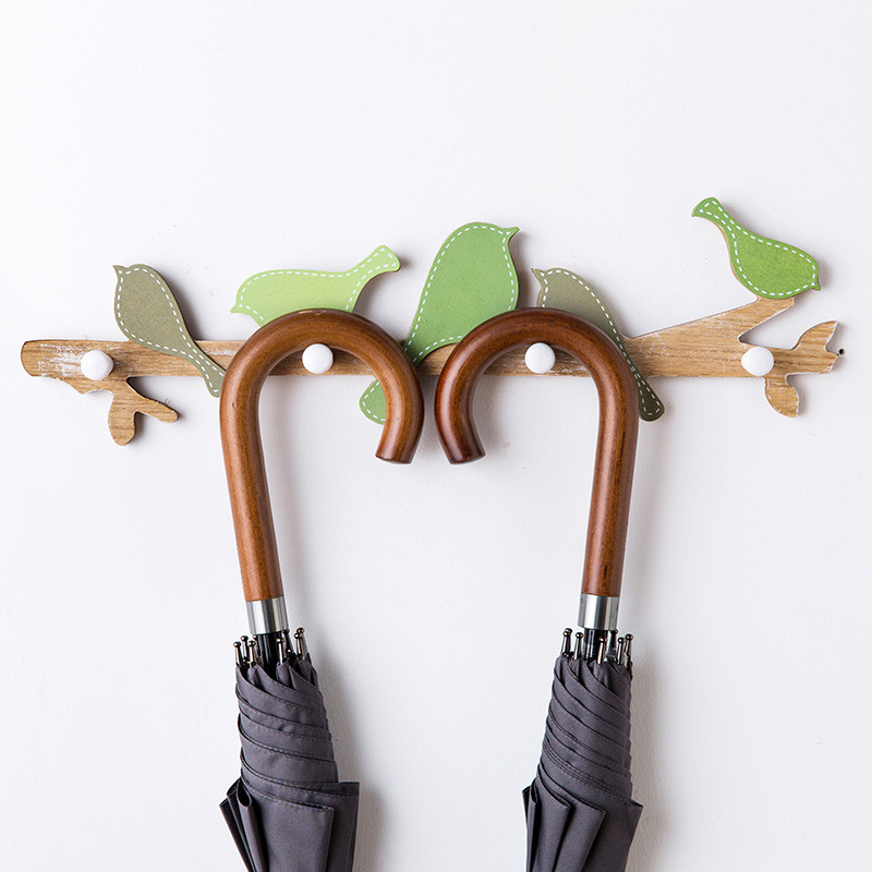 Δημιουργικό πολύχρωμο πουλί Ξύλινο ράφι Ρούχα Ράφι αποθήκευσης για γάτα Βάση κλειδιού Κρεμαστά στον τοίχο Οργανοθήκη τοίχου Παλτό Καπέλο Γάντζος Διακόσμηση σπιτιού