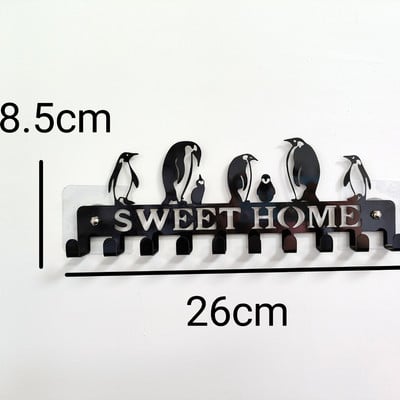 Γλυκός οικιακός γάντζος τοίχου Ράφι αποθήκευσης Μαύροι μεταλλικοί γάντζοι τοίχου Αυτοκόλλητος γάντζος Μπρελόκ Κρεμάστρα για πετσέτες κουζίνας Ρόμπα ρούχων