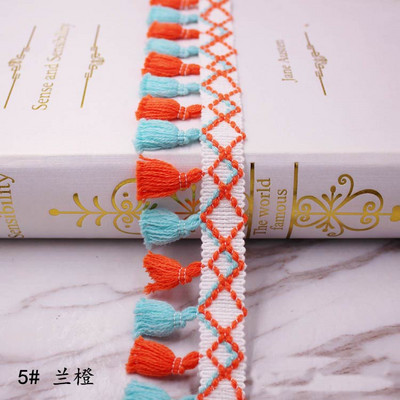 1 υάρδες/παρτίδα Φούντα με κρόσια υφασμάτινες φούντες Διακοσμητικά δαντέλα με κρόσσια με φούντες για διακόσμηση κουρτινών DIY Αξεσουάρ ραπτικής