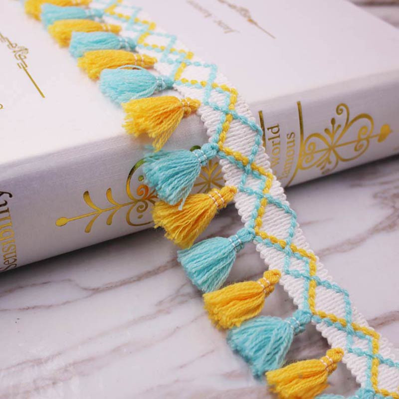 1 υάρδες/παρτίδα Φούντα με κρόσια υφασμάτινες φούντες Διακοσμητικά δαντέλα με κρόσσια με φούντες για διακόσμηση κουρτινών DIY Αξεσουάρ ραπτικής