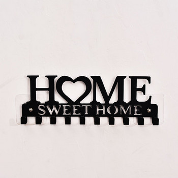 Sweet Home Μεταλλικός γάντζος τοίχος Κρεμαστός γάντζος Ράφι αποθήκευσης Ρούχα Θήκη για μπρελόκ Γάντζοι Αυτοκόλλητοι Οργανωτής κουζίνας Γάντζος μπάνιου