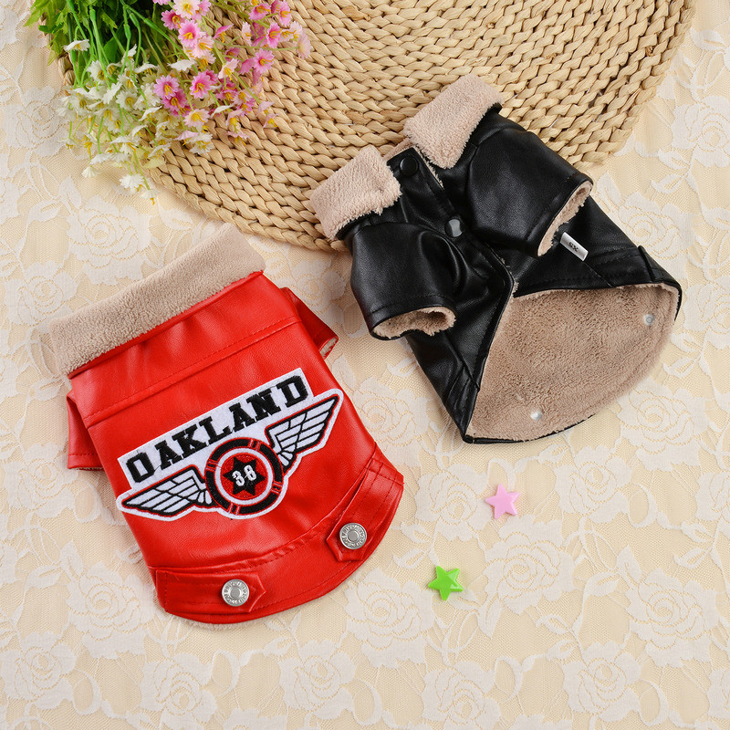 Őszi téli szélálló kisállat bőr ruházat hímzés meleg vízálló könnyen tisztítható kiváló minőségű plüss jóképű kabát ing