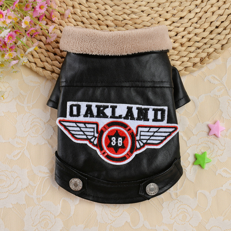 Őszi téli szélálló kisállat bőr ruházat hímzés meleg vízálló könnyen tisztítható kiváló minőségű plüss jóképű kabát ing