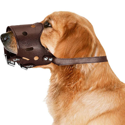 Kutyapofa Puha bőr kosárkosár szájkosár kutyáknak, ne harapjon ugatást rágjon, légáteresztő, iható, állítható állat szájkosarat kutyáknak